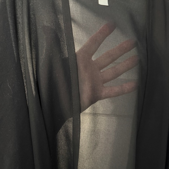 Wynne Layers Black Kimono Cardigan 2X Sheer Open Front Lightweight - Picture 6 of 11